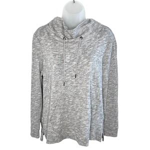 JANA Women's Gray Pullover Sweater Cowel Neck w/ Drawstring & Front Pocket Sz M